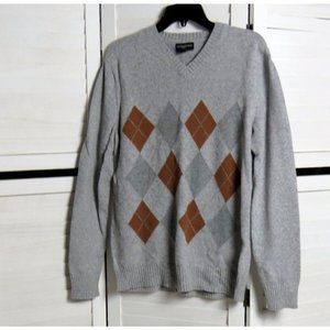 Banana Republic Men's Argyle Cotton Blend Sweater Size (M) Medium Gray Brown